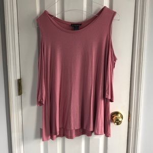 Pink cold shoulder top